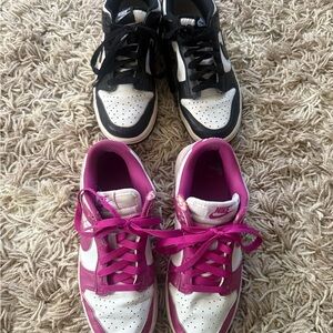 Nike Women’s Kids Air Force Low-Top Sneakers Pink Black White Used Condition